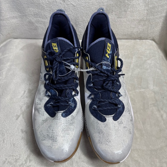 UNDER ARMOUR Cleats Mens Sz 13 HARPER 8 LOW ST METAL BASEBALL WHITE/NAVY BLUE - Picture 2 of 9